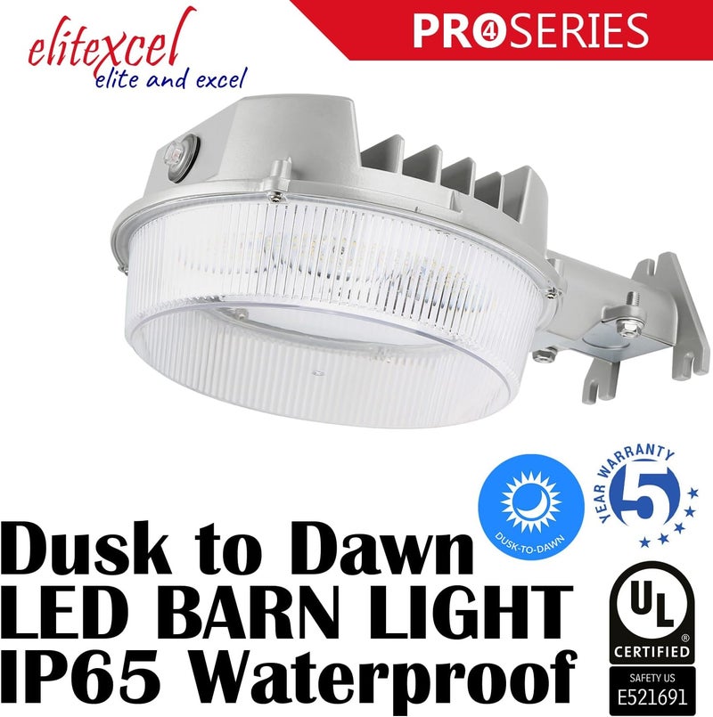 Elitexcel Dusk to Dawn Outdoor Lighting, 43W LED Barn Lights Outdoor, 5000LM 400W Replace Yard Lights, 5000K Daylight Security Area Street Light, 120V Waterproof Garage Parking Lot Flood Light - Image 2